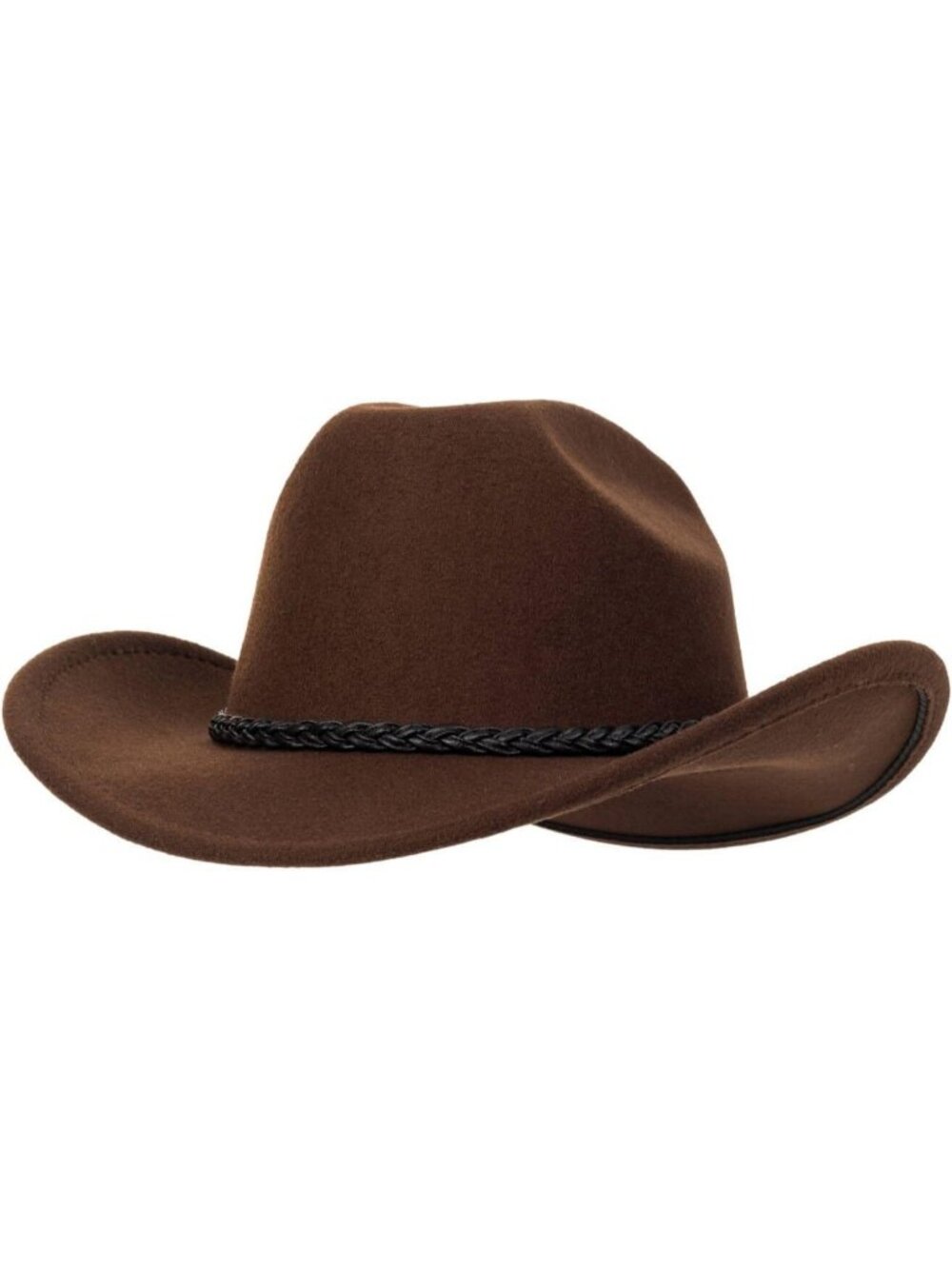 Unisex Brown Western Cowboy Hat Classic Roll Up Fedora Hat with Buckle Belt - Picture 3 of 6